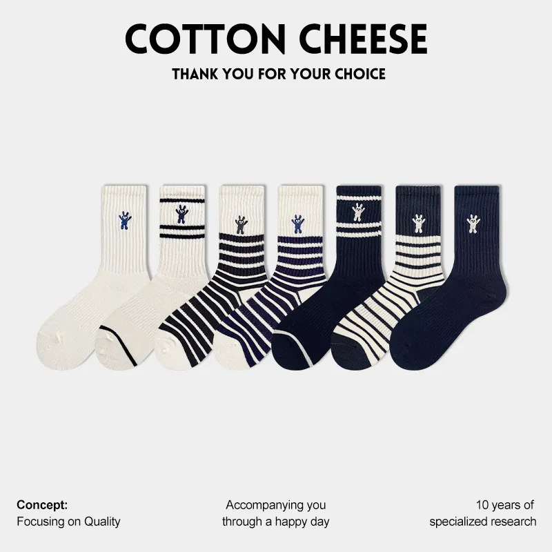 COTTON CHEESE Mid Calf Socks Women's 5 Pack-2