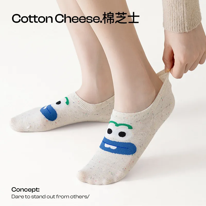 COTTON CHEESE No Show Socks Unisex 5 Pack-2