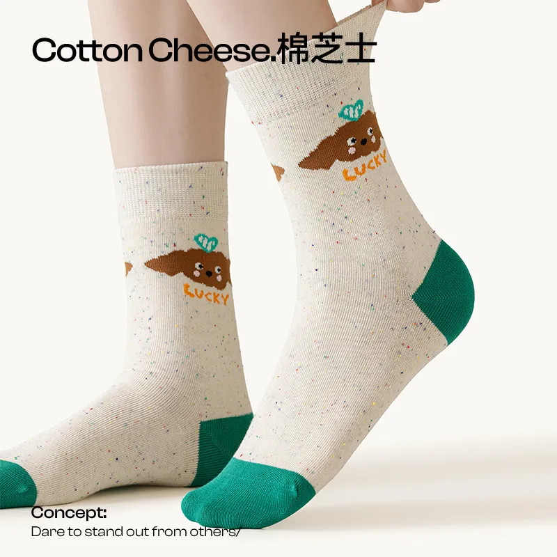 COTTON CHEESE Mid Calf Socks Women's 5 Pack Fresh Look Setting-2