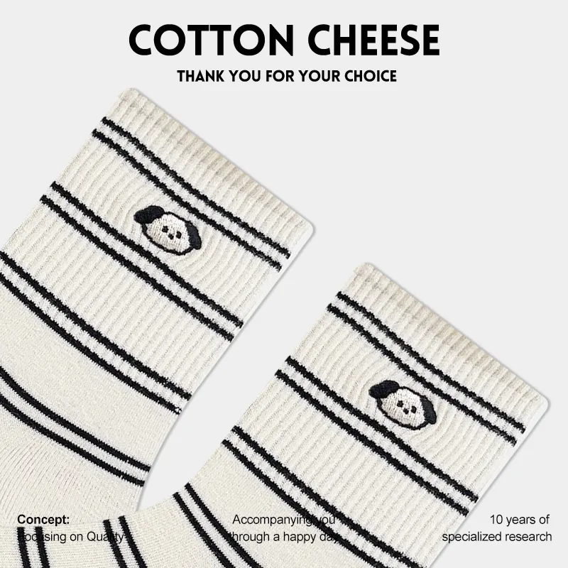 COTTON CHEESE Mid Calf Socks Women's 5 Pack-3