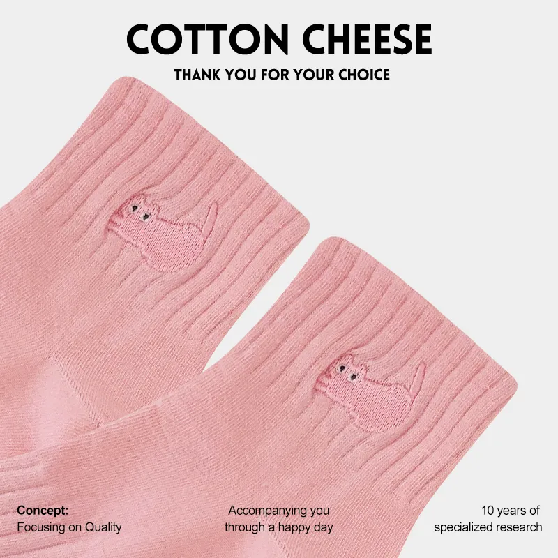 COTTON CHEESE Mid Calf Socks Unisex 5 Pack-5