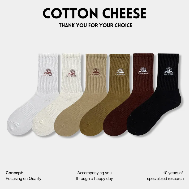 COTTON CHEESE Mid Calf Socks Men's 5 Pack-3