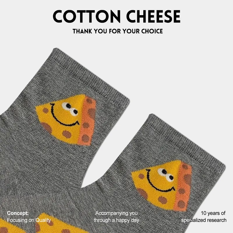 COTTON CHEESE Mid Calf Socks Women's 5 Pack-3
