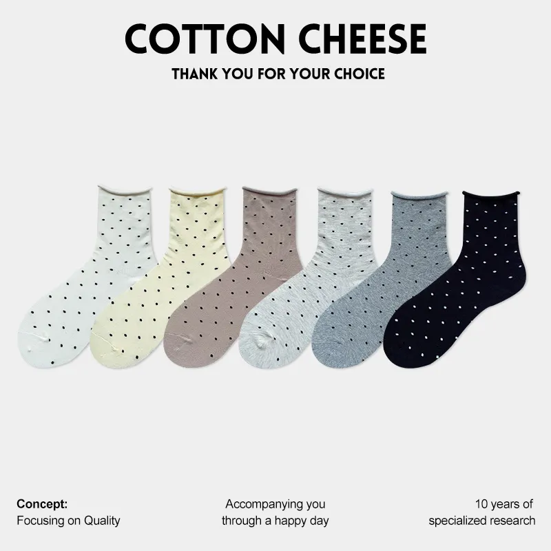 COTTON CHEESE Mid Calf Socks Women's 5 Pack-2