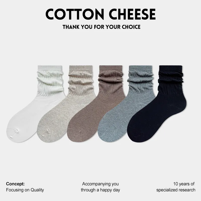 COTTON CHEESE Mid Calf Socks Women's 5 Pack-2