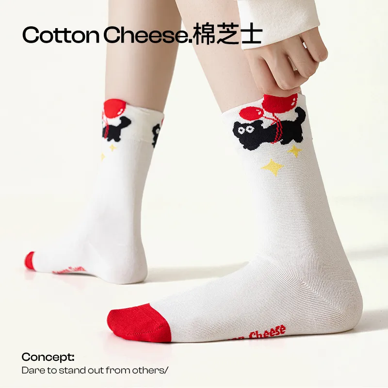 COTTON CHEESE Mid Calf Socks Unisex 5 Pack-3