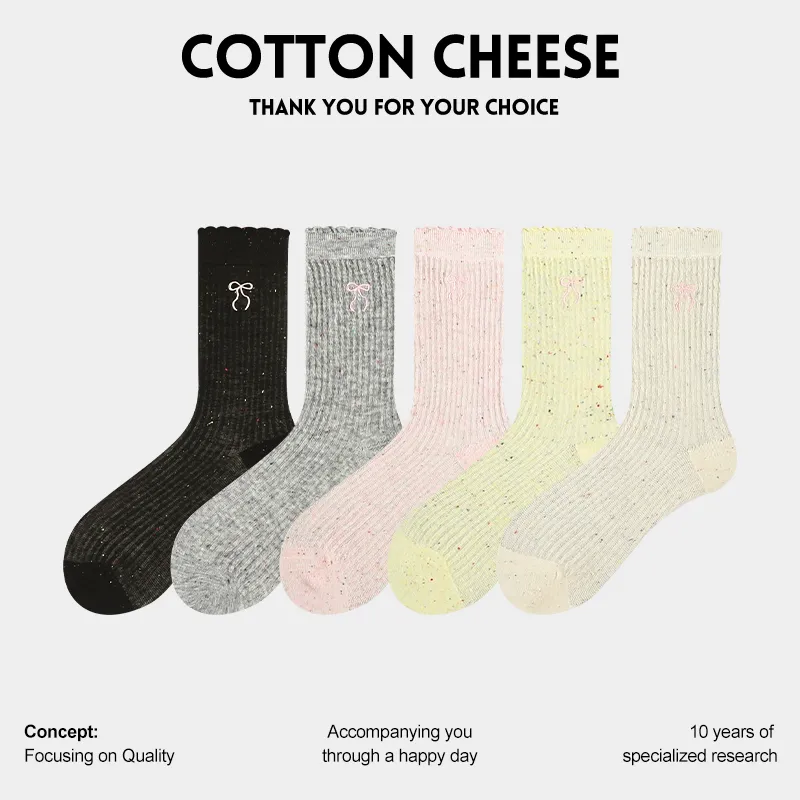 COTTON CHEESE Mid Calf Socks Unisex 5 Pack-2