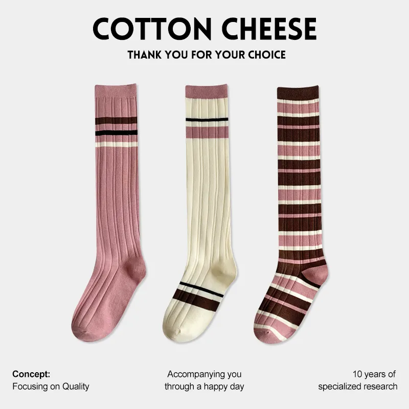 COTTON CHEESE Knee High Socks Women's 3 Pack-1