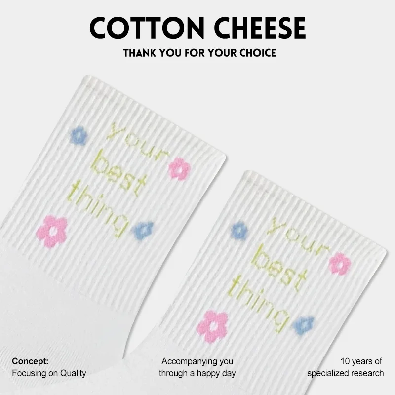 COTTON CHEESE Mid Calf Socks Women's 5 Pack-3