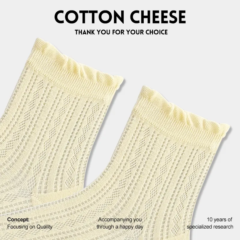 COTTON CHEESE Mid Calf Socks Women's 5 Pack-3