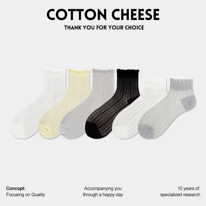 COTTON CHEESE Mid Calf Socks Women's 5 Pack-2