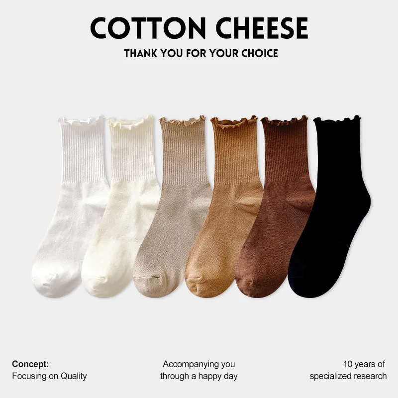 COTTON CHEESE Mid Calf Socks Women's 5 Pack-2