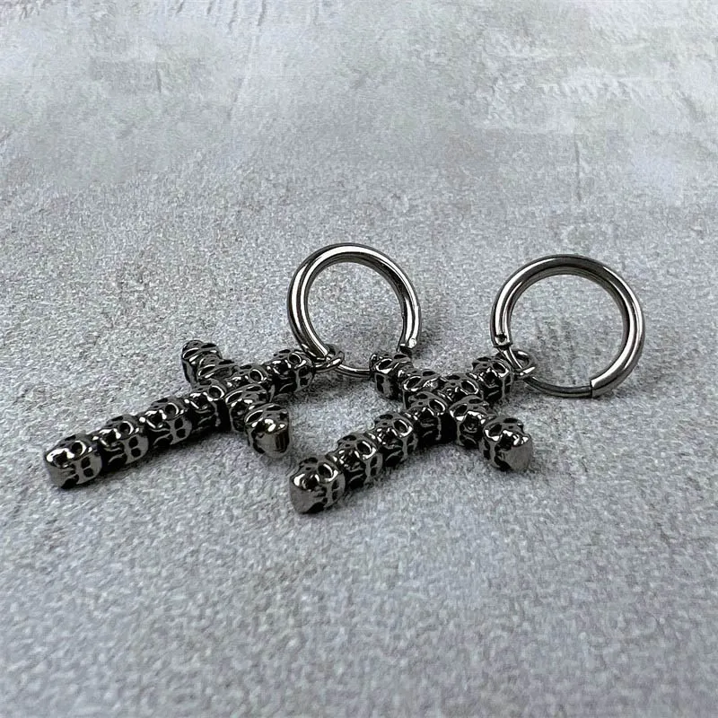 BOCH Titanium Steel Hoop Earrings With Studs Unisex-1