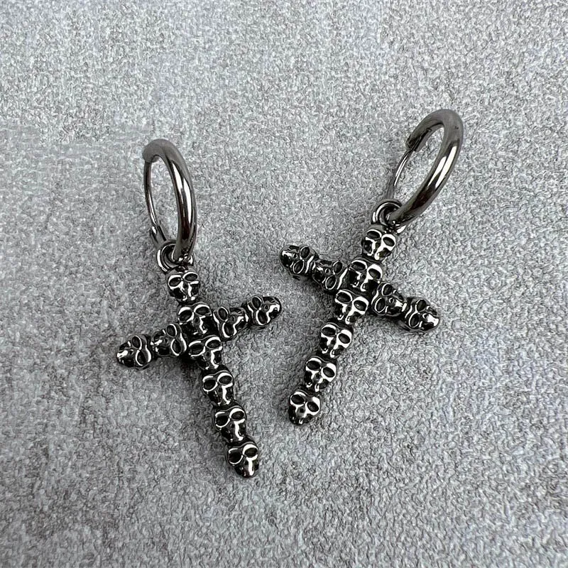 BOCH Titanium Steel Hoop Earrings With Studs Unisex-4