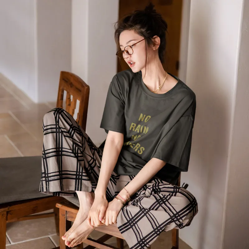 Beiyan Pajama Set Women's Dark Gray-2