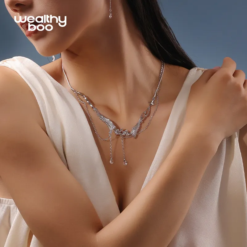 WEALTHYBOO Copper Light Wing Necklace Unisex-2