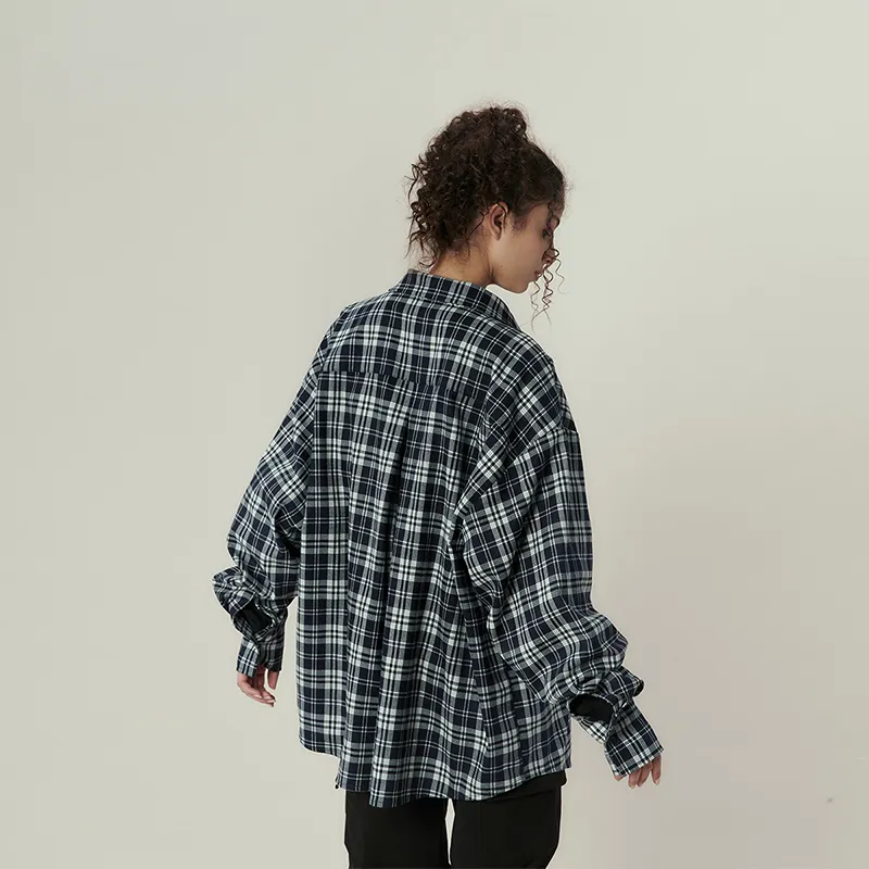 11ESTRANGER ASTRANGER Shirt Unisex Dark Blue Plaid-3