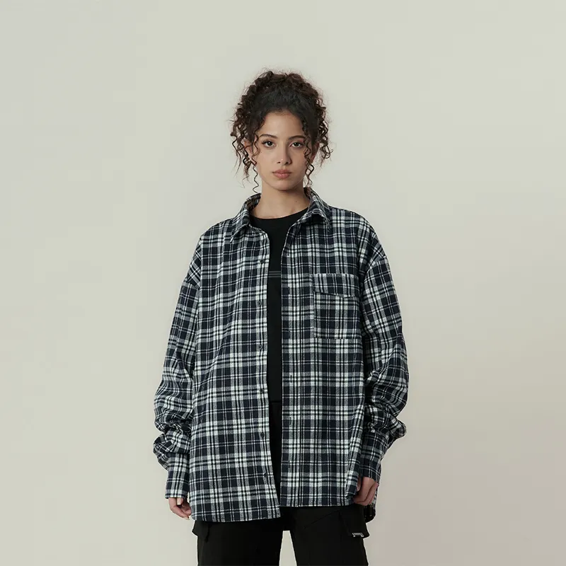 11ESTRANGER ASTRANGER Shirt Unisex Dark Blue Plaid-4