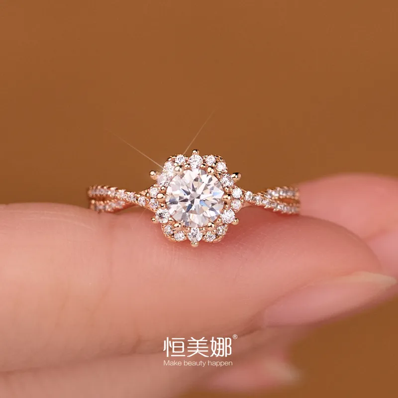 HENGMEINA 925 Sterling Silver, Moissanite Elegance Fashion Versatile Premium Ring Women's-2