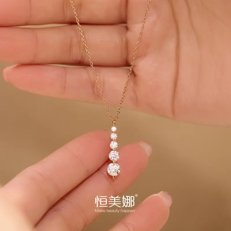 HENGMEINA 925 Sterling Silver Moissanite Necklaces Women's-3