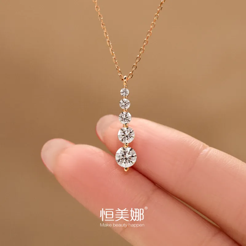 HENGMEINA 925 Sterling Silver Moissanite Necklaces Women's-2