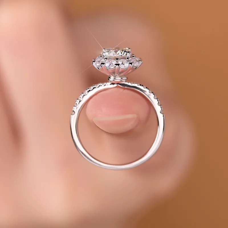HENGMEINA 925 Silver Mohsunnite Rings Unisex-2