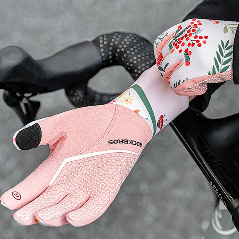 HNJ Riding Equipment Cycling Glove Outdoor Sports Unisex Polyester, Elastane, Microfiber Nylon PU Pink-3
