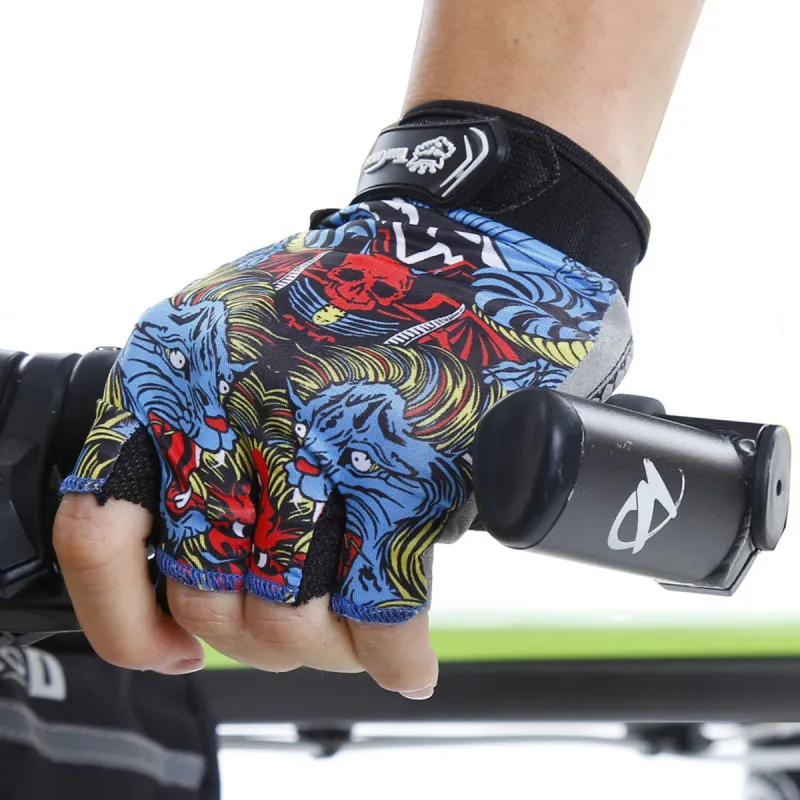 HNJ Riding Equipment Cycling Glove Outdoor Sports Unisex Polyester 15.5*10.5cm Gray-4