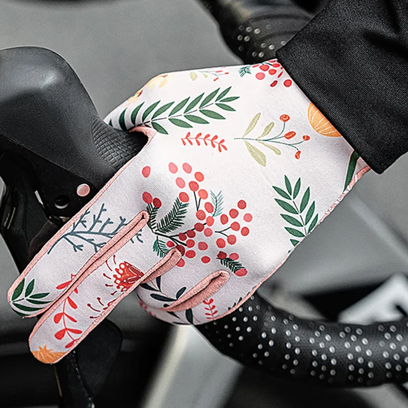 HNJ Riding Equipment Cycling Glove Outdoor Sports Unisex Polyester, Elastane, Microfiber Nylon PU Pink-4