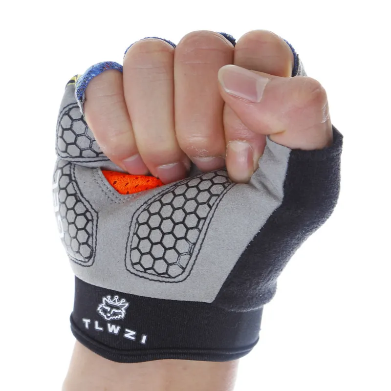 HNJ Riding Equipment Cycling Glove Outdoor Sports Unisex Polyester 15.5*10.5cm Gray-3