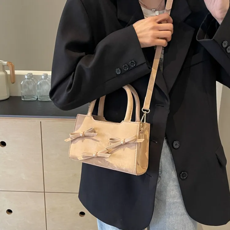 CORE BIRD PU Shoulder Bag, Crossbody Bag, Handbag Regular Women's Black/Ecru/Khaki/Pink-10