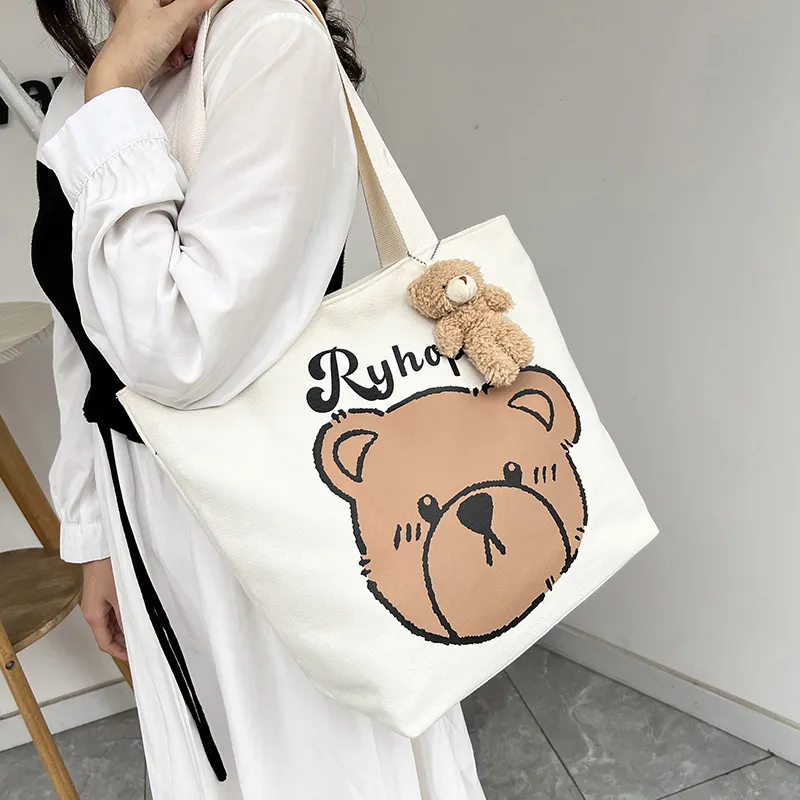 CORE BIRD Canvas Canvas Bag Tote Bag Shopping Bag Shoulder Bag Women's Multicolor-5