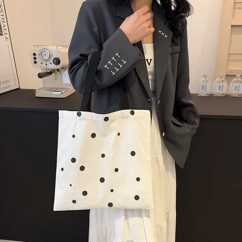 CORE BIRD Canvas Canvas Bag Shoulder Bags Unisex Polka Dot Style/Cloud Style-6