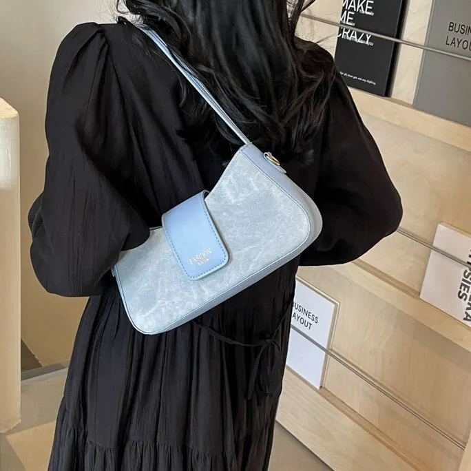CORE BIRD PU Shoulder Bag Women's Black/White & Blue/Blue/Brown-6