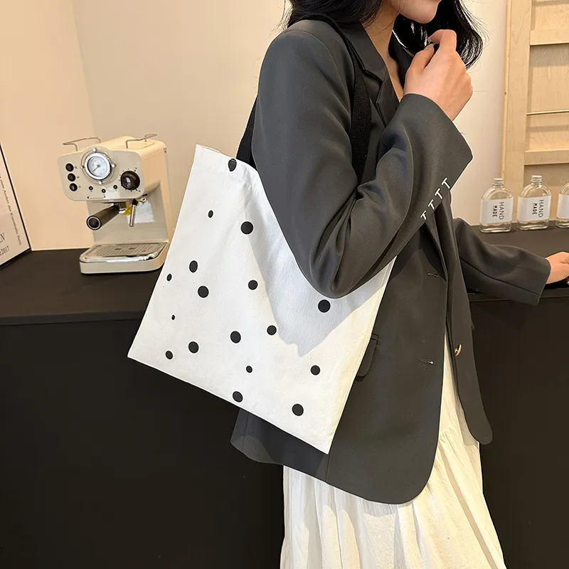 CORE BIRD Canvas Canvas Bag Shoulder Bags Unisex Polka Dot Style/Cloud Style-8