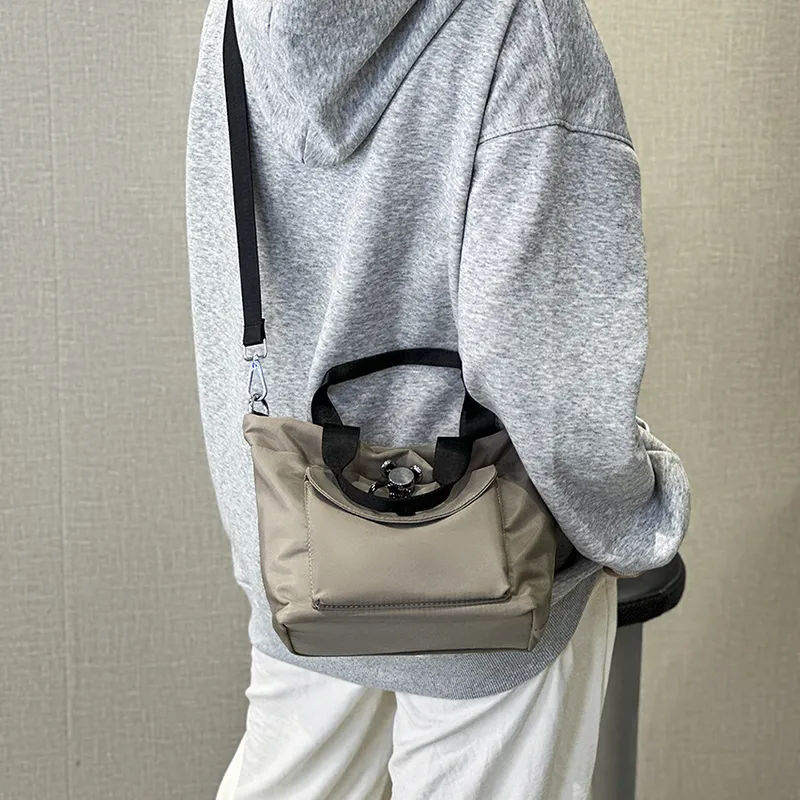 CORE BIRD Nylon Handbag Shoulder Bag Crossbody Bag Women's Black/Khaki-5