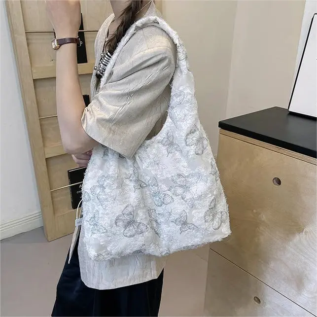 CORE BIRD Fabric Shoulder Bag Women's Ecru/Gray/Pink/Black-14