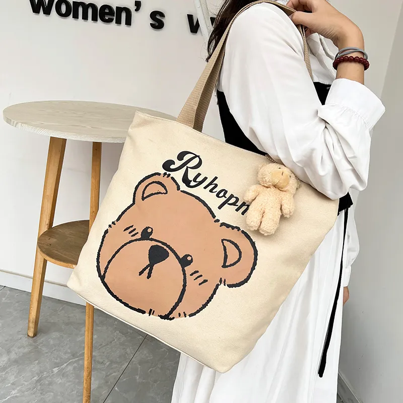 CORE BIRD Canvas Canvas Bag Tote Bag Shopping Bag Shoulder Bag Women's Multicolor-2