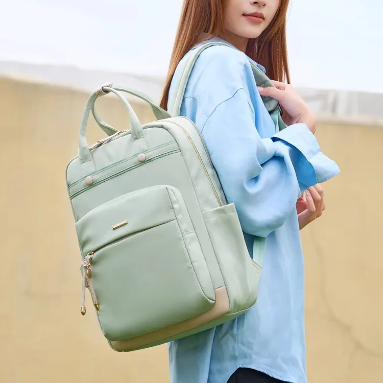 CORE BIRD Oxford Backpack Women's Apricot/Elegant Black/Ice Gray/Apricot Gray/Mint Green-12