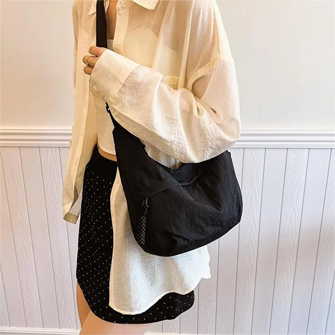 CORE BIRD Canvas Crossbody Bag Shoulder Bag Women's Black/Ecru-8