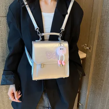 CORE BIRD PU Handbag Shoulder Bag Backpack Unisex Black/Silver/Coffee