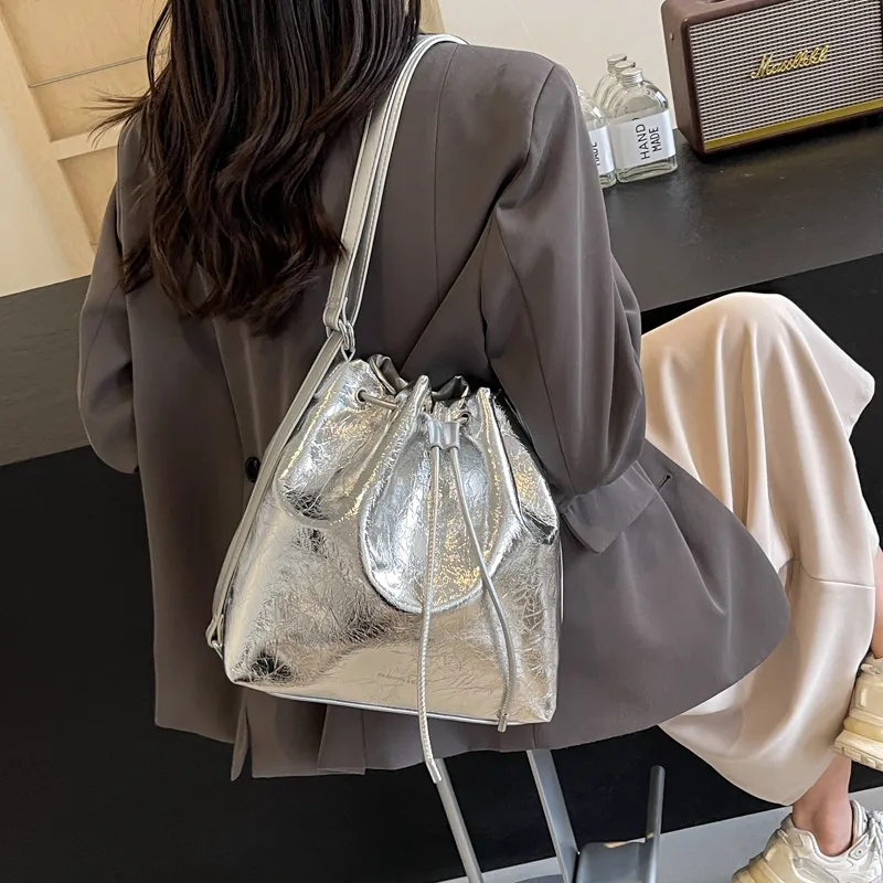 CORE BIRD PU Backpack Shoulder Bag Women's Black/Silver-4
