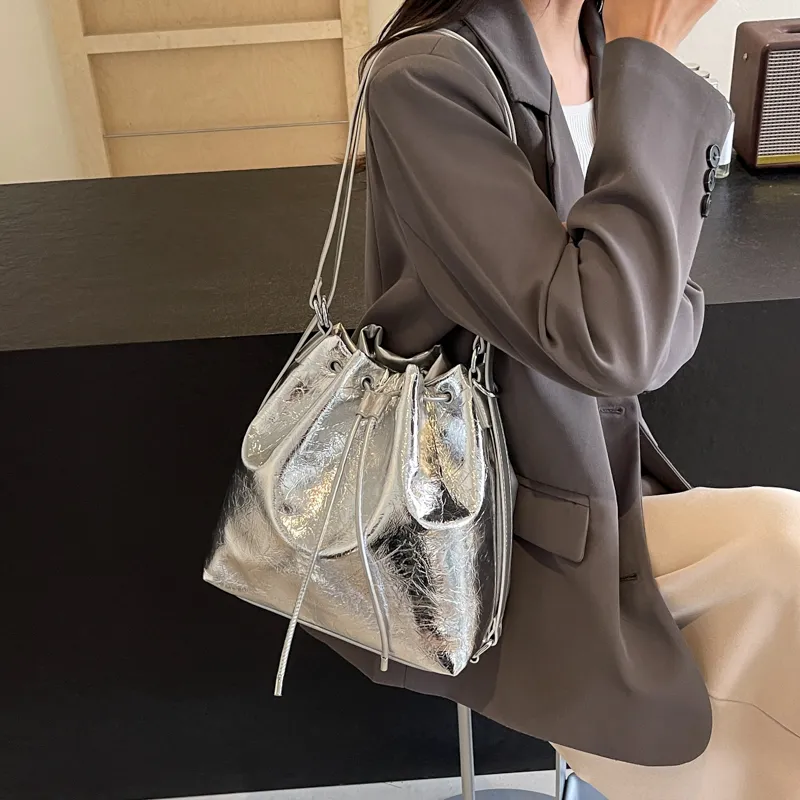 CORE BIRD PU Backpack Shoulder Bag Women's Black/Silver-1
