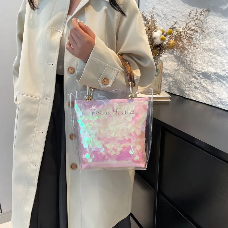 CORE BIRD PVC & PU Handbag Regular Women's Pink-3