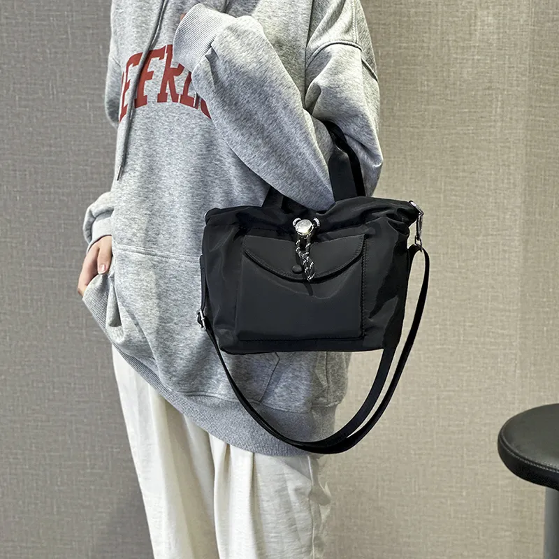 CORE BIRD Nylon Handbag Shoulder Bag Crossbody Bag Women's Black/Khaki-1