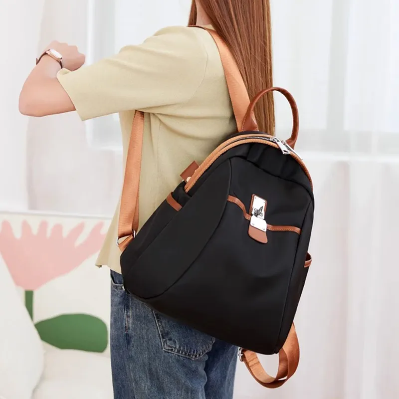 CORE BIRD Eco friendly Fabric Backpack Women's Elegant Black/Apricot/Apricot Gray/Ice Gray-11