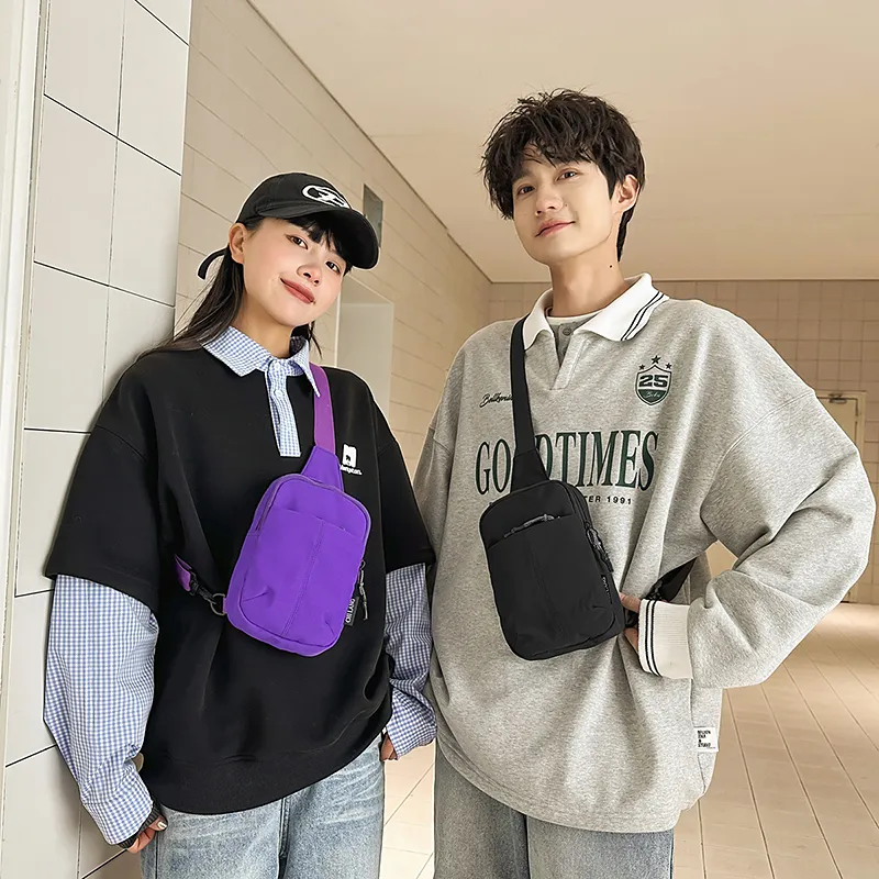 CORE BIRD Nylon Sling Bag Regular Unisex Black/Gray/Khaki/Purple/Light Purple/Green-17