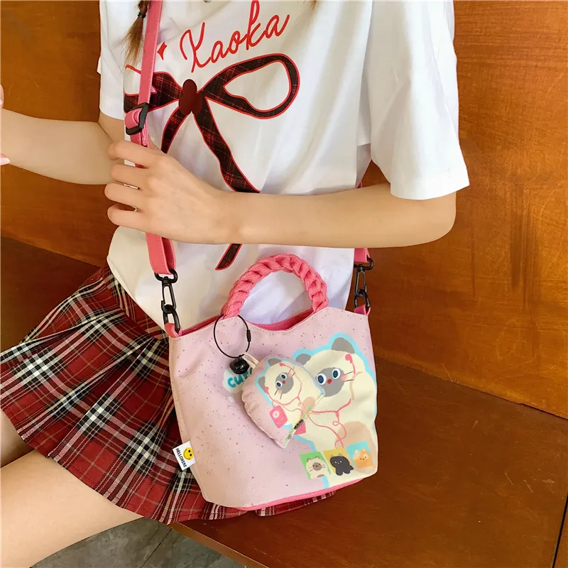 CORE BIRD Canvas One Shoulder Handbag Women's Multicolor-5