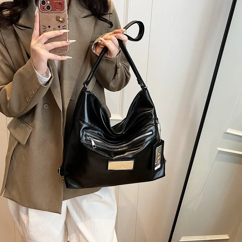CORE BIRD PU Shoulder Bag Regular Women's Ecru/Black/Coffee-10