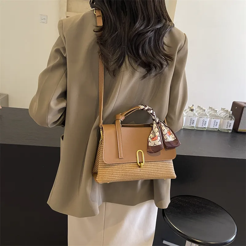 CORE BIRD PU Shoulder Bag, Crossbody Bag, Handbag Women's Ecru/Black/Khaki-13